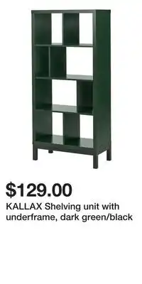 IKEA KALLAX Shelving unit with underframe, dark green/black offer