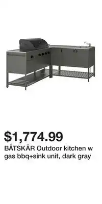 IKEA BÅTSKÄR Outdoor kitchen w gas bbq+sink unit, dark gray offer