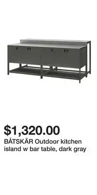 IKEA BÅTSKÄR Outdoor kitchen island w bar table, dark gray offer