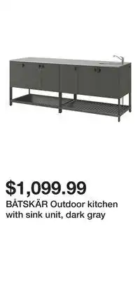 IKEA BÅTSKÄR Outdoor kitchen with sink unit, dark gray offer