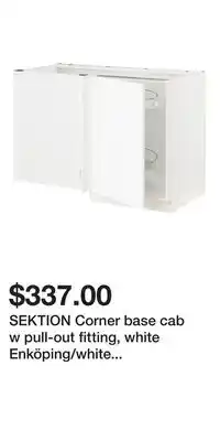 IKEA SEKTION Corner base cab w pull-out fitting, white Enköping/white wood effect offer