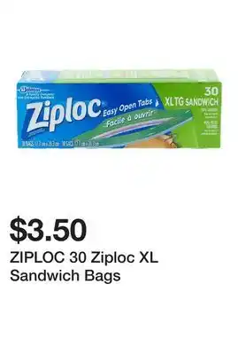 Dollarama ZIPLOC 30 Ziploc XL Sandwich Bags offer