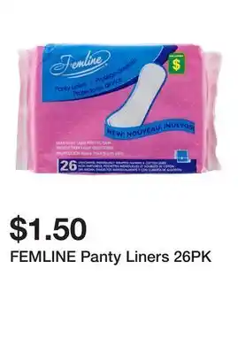 Dollarama FEMLINE Panty Liners 26PK offer