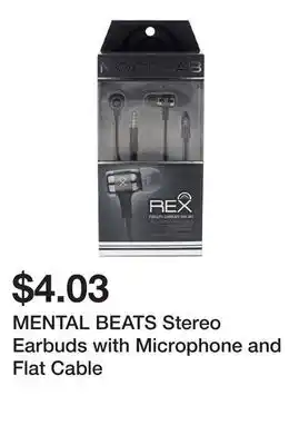 Dollarama MENTAL BEATS Stereo Earbuds with Microphone and Flat Cable offer