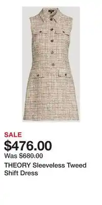 Holt Renfrew THEORY Sleeveless Tweed Shift Dress offer