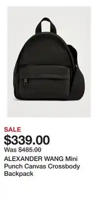 Holt Renfrew ALEXANDER WANG Mini Punch Canvas Crossbody Backpack offer