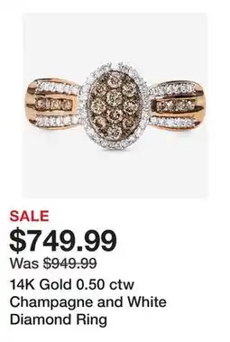 TSC Stores 14K Gold 0.50 ctw Champagne and White Diamond Ring offer