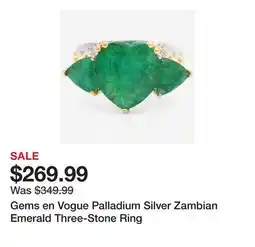 TSC Stores Gems en Vogue Palladium Silver Zambian Emerald Three-Stone Ring offer