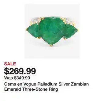 TSC Stores Gems en Vogue Palladium Silver Zambian Emerald Three-Stone Ring offer