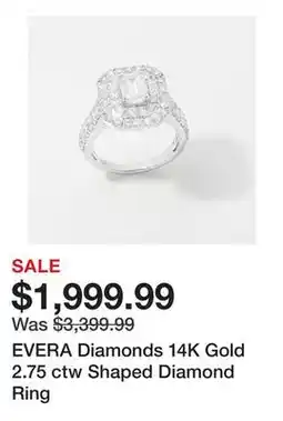 TSC Stores EVERA Diamonds 14K Gold 2.75 ctw Shaped Diamond Ring offer