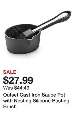TSC Stores Outset Cast Iron Sauce Pot with Nesting Silicone Basting Brush offer