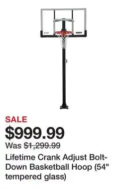 TSC Stores Lifetime Crank Adjust Bolt-Down Basketball Hoop (54 tempered glass) offer