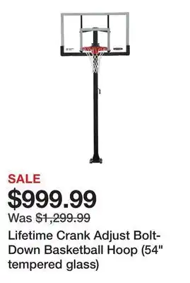 TSC Stores Lifetime Crank Adjust Bolt-Down Basketball Hoop (54 tempered glass) offer