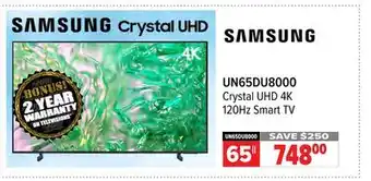 2001 Audio Video UN65DU8000 65 Crystal UHD 4K 120Hz Smart TV offer