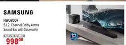 2001 Audio Video HWQ800F 5.1. 2. Channel Dolby Atmos Sound Bar with Subwoofer offer