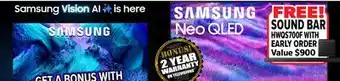 2001 Audio Video SAMSUNG 75 Neo QLED TV offer