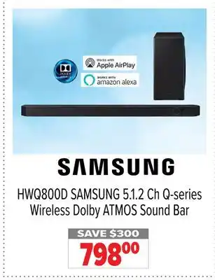 2001 Audio Video SAMSUNG 5.1. 2 Ch Q-series Wireless Dolby ATMOS Sound Bar offer