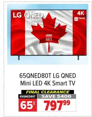 2001 Audio Video 65QNED80T LG QNED Mini LED 4K Smart TV offer