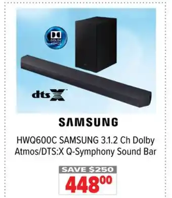 2001 Audio Video HWQ600C SAMSUNG 3.1.2 Ch Dolby Atmos/DTS:X Q-Symphony Sound Bar offer