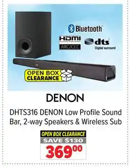 2001 Audio Video DHTS316 Low Profile Sound Bar, 2-way Speakers & Wireless Sub offer