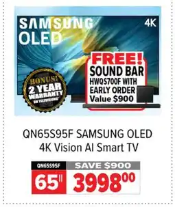 2001 Audio Video QN65S95F SAMSUNG OLED 4K Vision AI Smart TV offer
