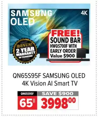 2001 Audio Video QN65S95F SAMSUNG OLED 4K Vision AI Smart TV offer