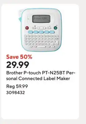 Staples Brother P-touch PT-N25BT Personal Connected Label Maker offer