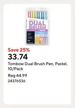Staples Tombow Dual Brush Pen, Pastel, 10/Pack offer