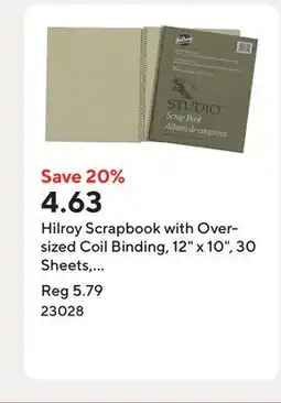 Staples Hilroy Scrapbook with Oversized Coil Binding, 12 x 10, 30 Sheets, Manilla offer
