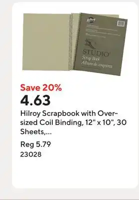 Staples Hilroy Scrapbook with Oversized Coil Binding, 12 x 10, 30 Sheets, Manilla offer