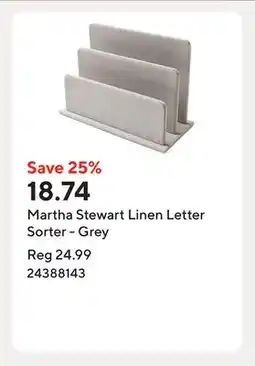Staples Martha Stewart Linen Letter Sorter - Grey offer