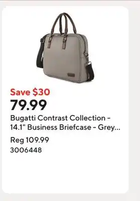 Staples Bugatti Contrast Collection - 14.1 Business Briefcase - Grey (EXB2161BU-GREY) offer