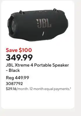 Staples JBL Xtreme 4 Portable Speaker - Black offer