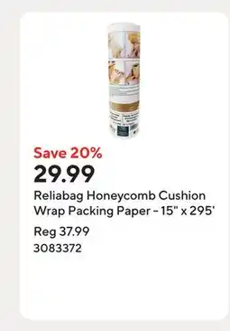 Staples Reliabag Honeycomb Cushion Wrap Packing Paper - 15 x 295' offer