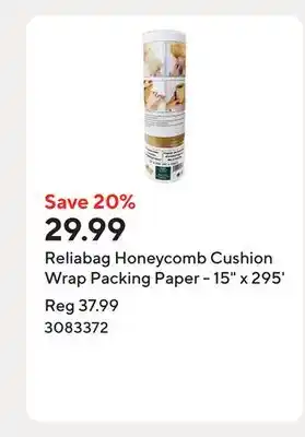 Staples Reliabag Honeycomb Cushion Wrap Packing Paper - 15 x 295' offer