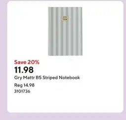 Staples Gry Mattr B5 Striped Notebook offer
