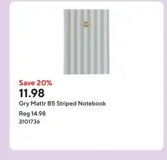 Staples Gry Mattr B5 Striped Notebook offer