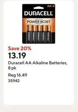 Staples Duracell AA Alkaline Batteries, 8 pk offer