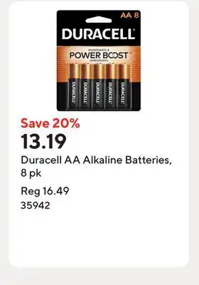 Staples Duracell AA Alkaline Batteries, 8 pk offer