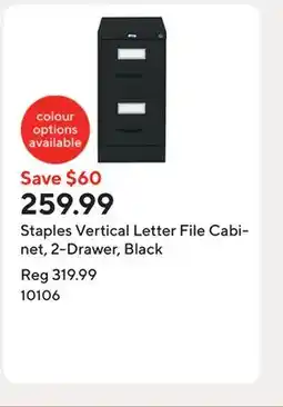 Staples Staples Vertical Letter File Cabinet, 2-Drawer, Black offer