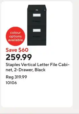 Staples Staples Vertical Letter File Cabinet, 2-Drawer, Black offer