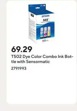 Staples T502 Dye Color Combo Ink Bottle with Sensormatic offer