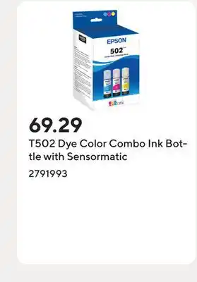 Staples T502 Dye Color Combo Ink Bottle with Sensormatic offer