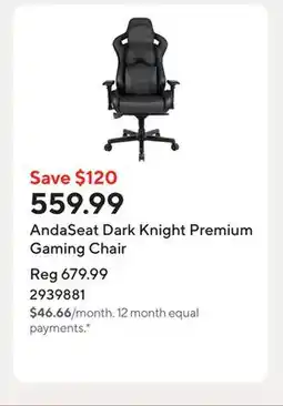 Staples AndaSeat Dark Knight Premium Gaming Chair offer