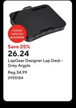 Staples LapGear Designer Lap Desk - Grey Argyle offer