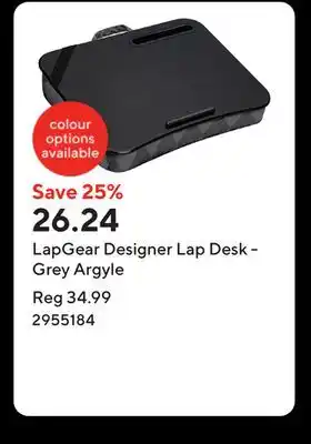Staples LapGear Designer Lap Desk - Grey Argyle offer