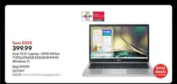Staples Acer 15.6'' Laptop - AMD Athlon 7120U/256GB SSD/8GB RAM/Windows 11 offer