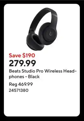 Staples Beats Studio Pro Wireless Headphones - Black offer