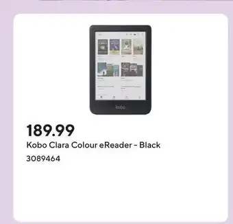 Staples Kobo Clara Colour eReader - Black offer