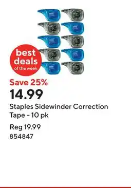 Staples Staples Sidewinder Correction Tape - 10 pk offer